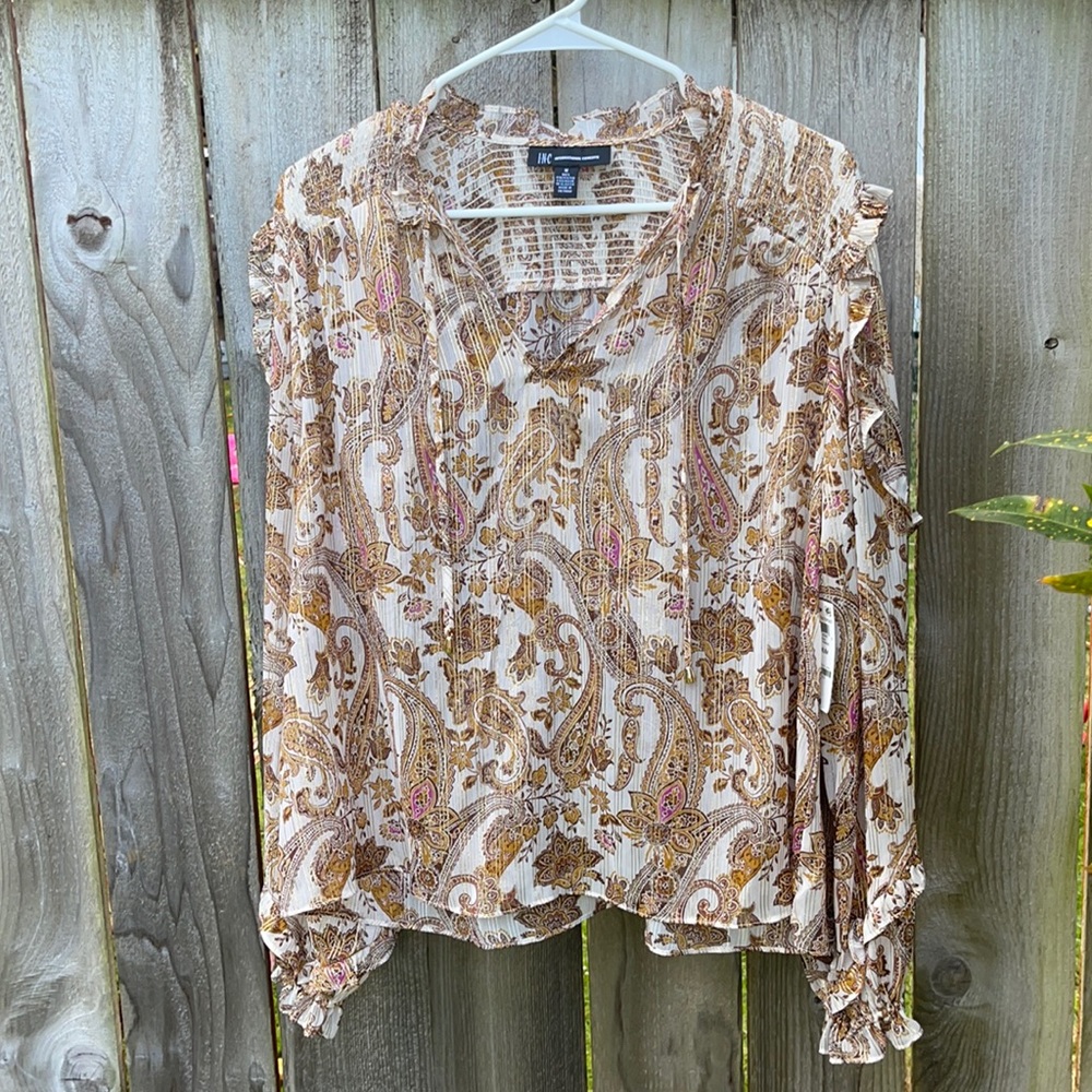 INC INTERNATIONAL Romantic Ladies Blouse M